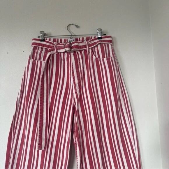 Urban Outfitters BDG Austen Striped Belted Wide Leg Cropped Jeans - Picture 3 of 8